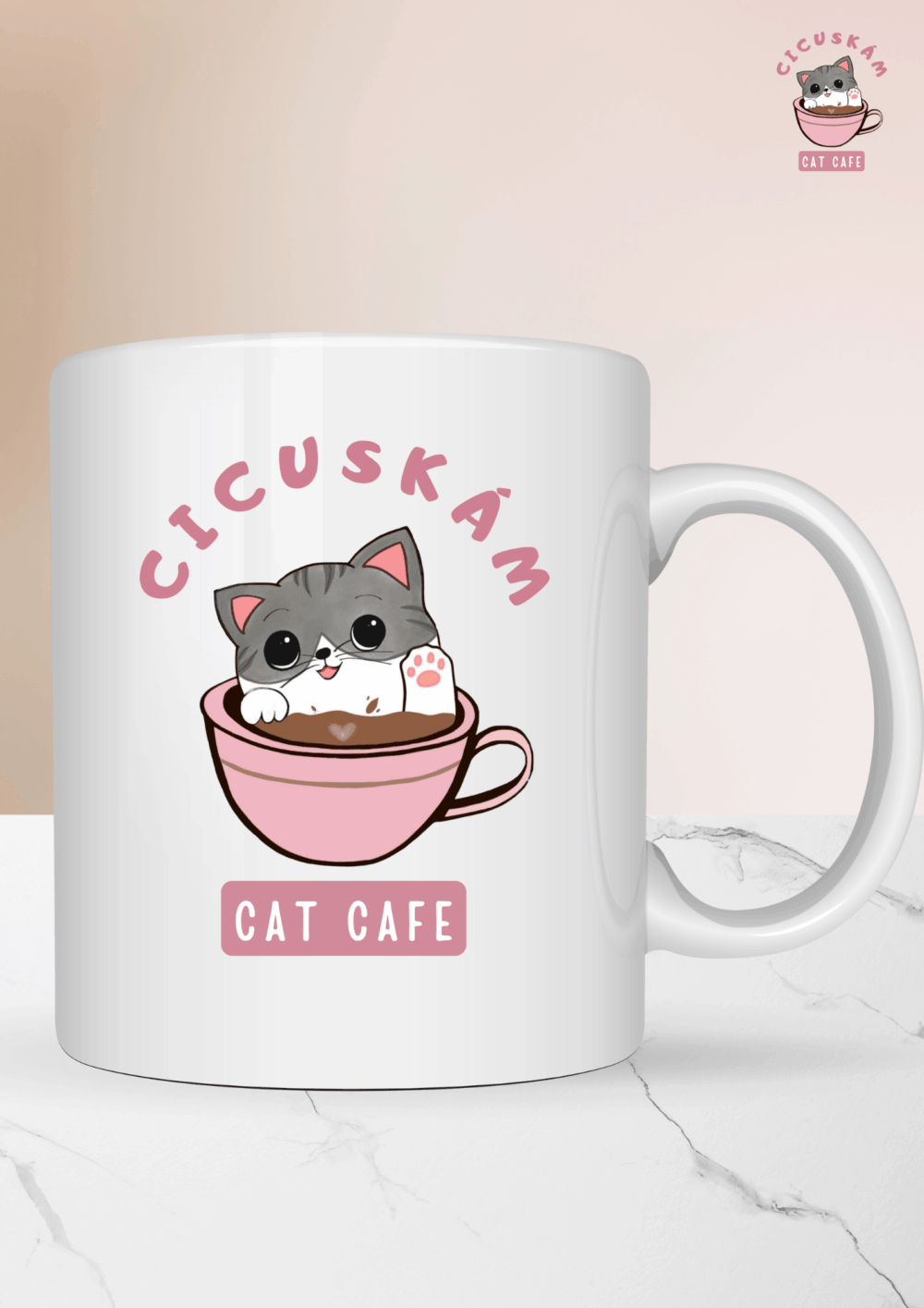 Cicuskám Cat Café márkás bögre